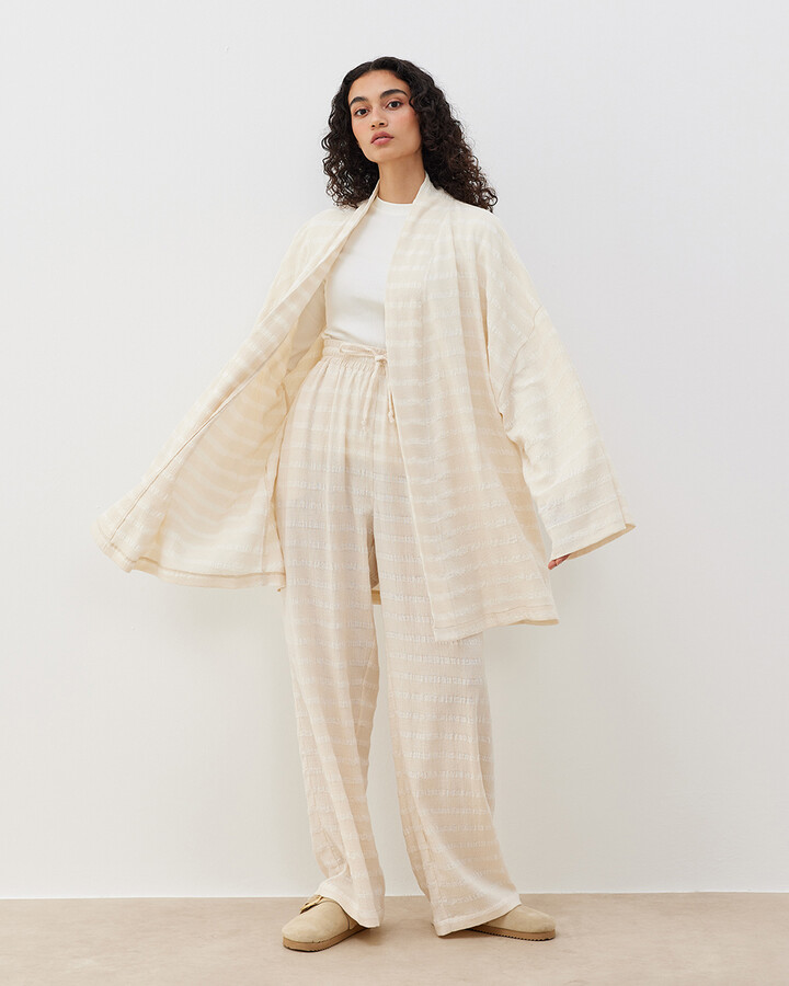 Dokulu Müslin Kimono Ceket Natural