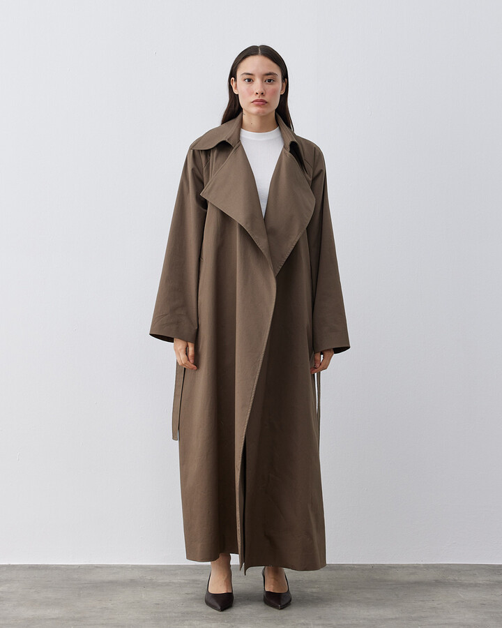 Minimal Oversize Uzun Trençkot Haki