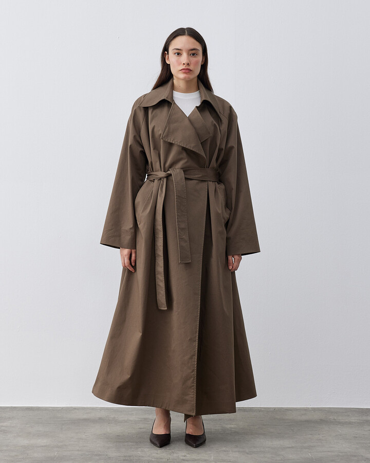 Minimal Oversize Uzun Trençkot Haki