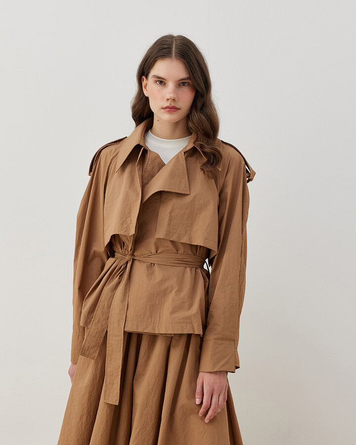 Oversize Kısa Linea Trençkot Camel