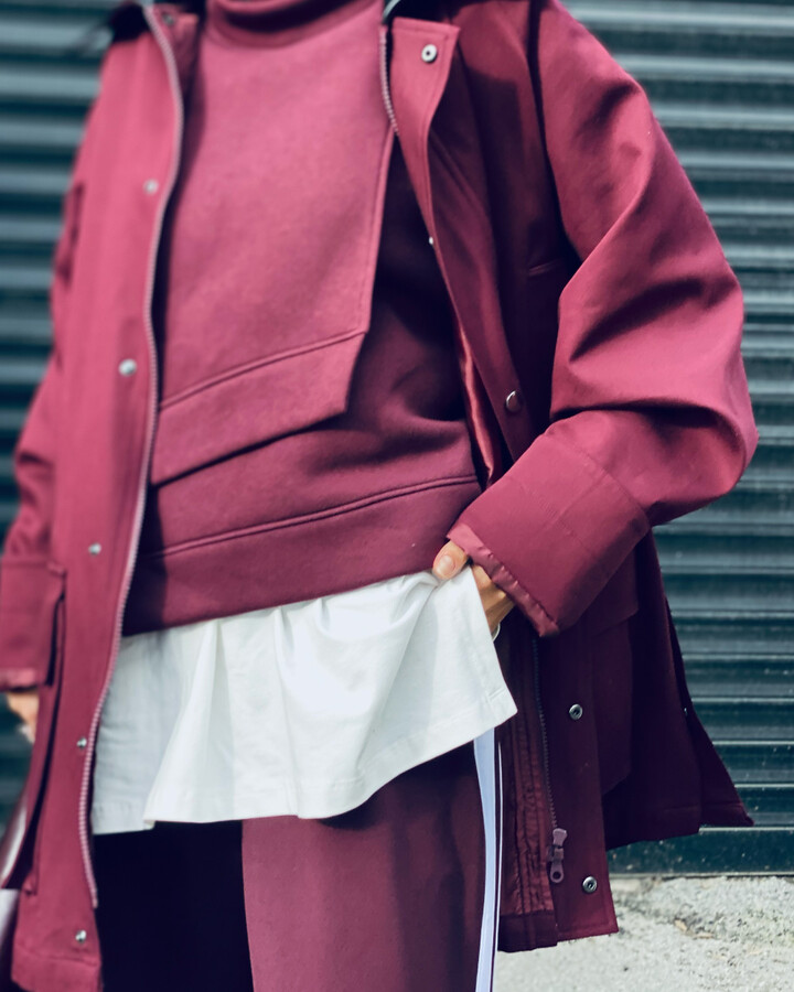 Oversize Salaş Cepli Parka Bordo