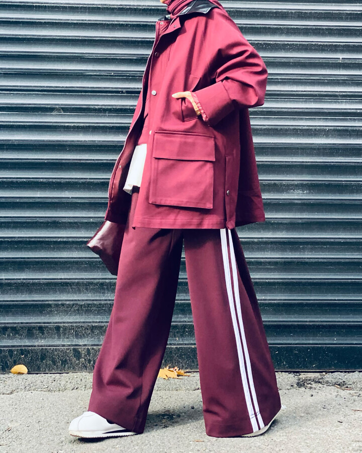 Oversize Salaş Cepli Parka Bordo