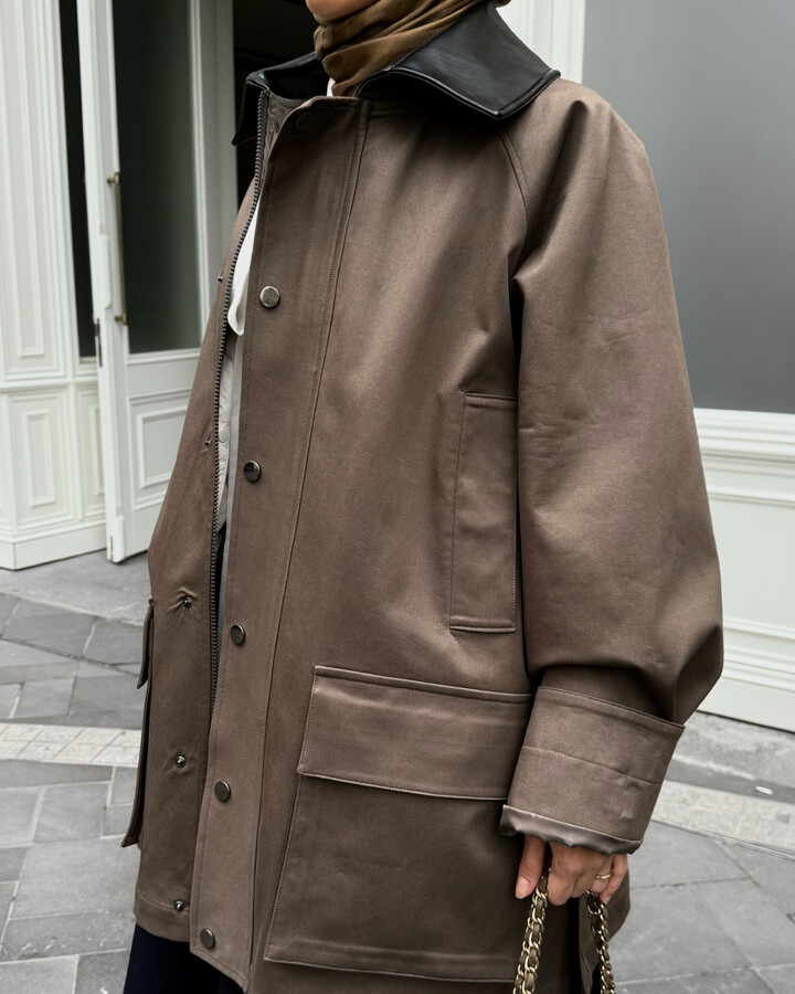 Oversize Salaş Cepli Parka Haki