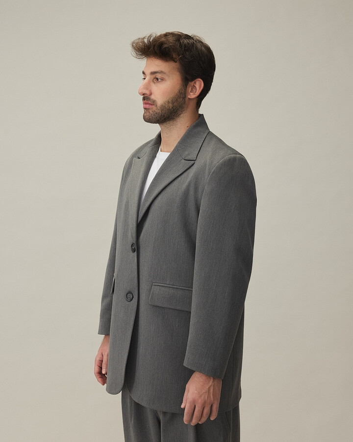 Erkek Oversize Dad Blazer Ceket Antrasit