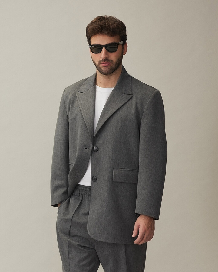 Erkek Oversize Dad Blazer Ceket Antrasit