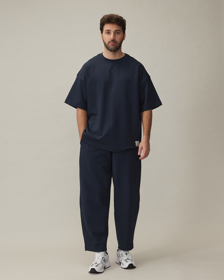 Erkek Premium Doubleface Oversize Relax Tshirt Lacivert