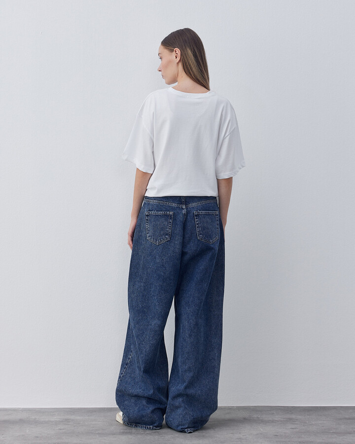 Wide Leg Jean Koyu Mavi